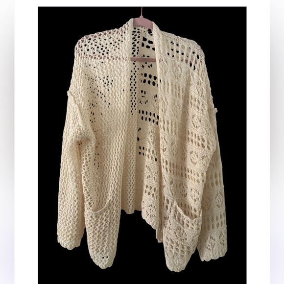 POL Oversized Crochet Mix Print Cardigan NWOT - Picture 1 of 4